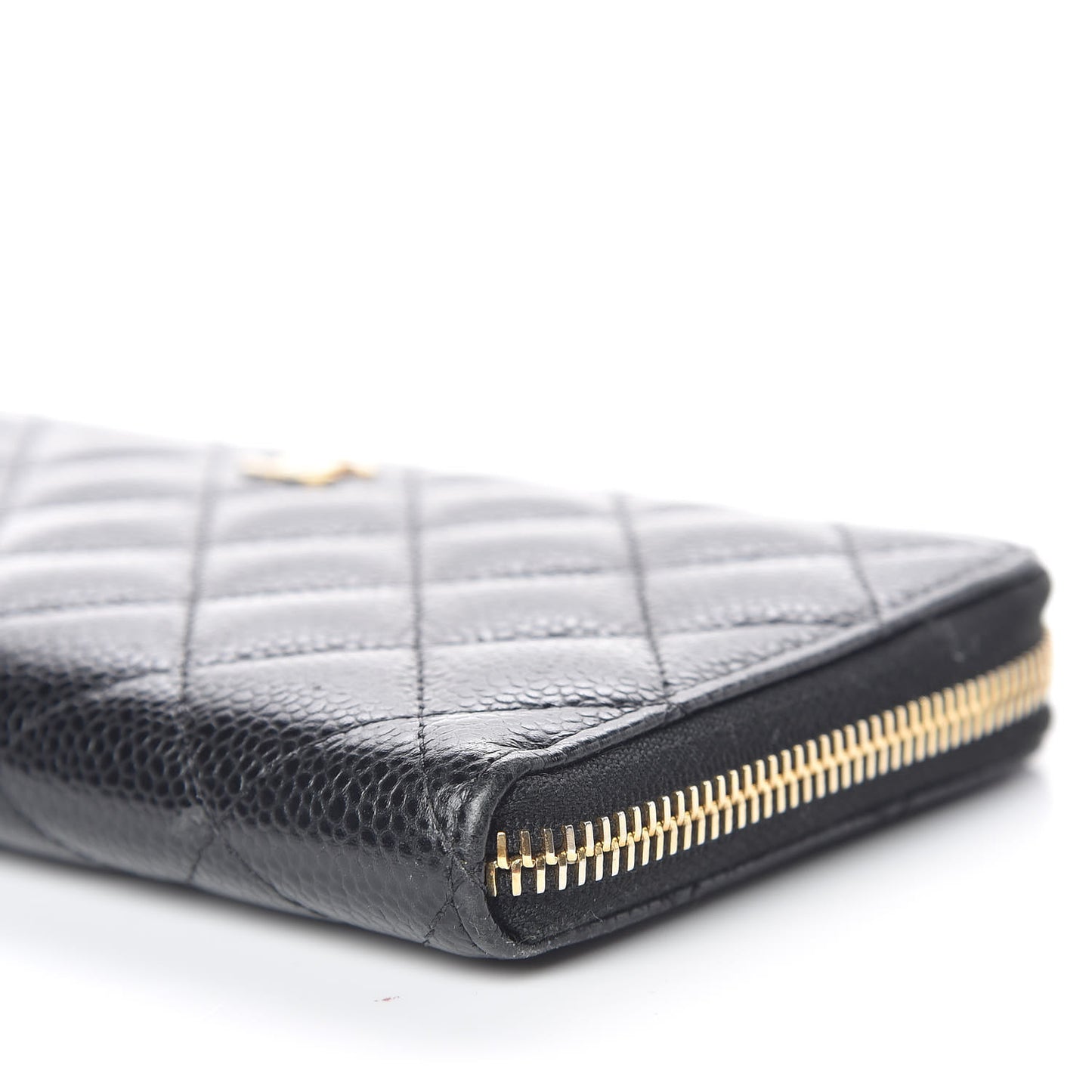 Caviar Quilted Large Gusset Zip Around Wallet Black