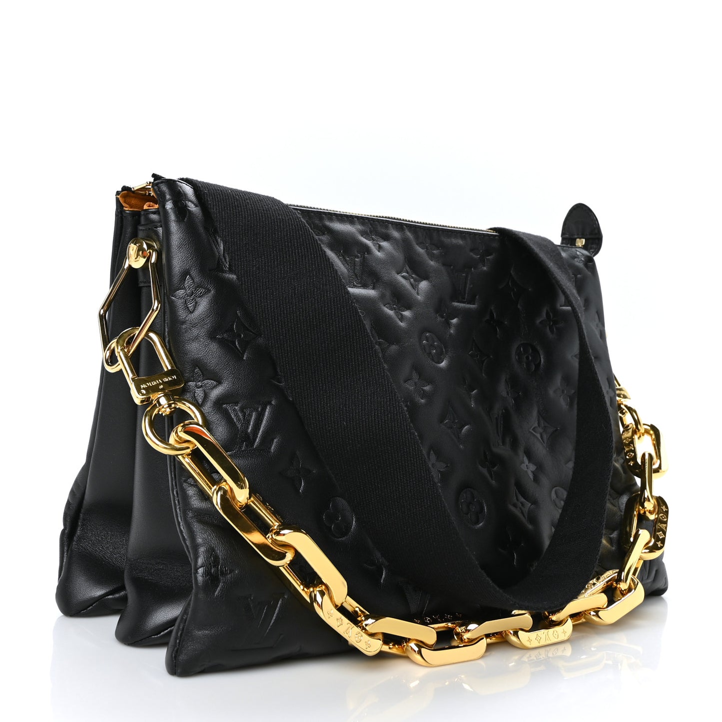 Lambskin Embossed Monogram Coussin MM Black