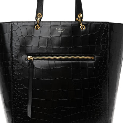 Mulberry Calfskin Crocodile Embossed Medium Maple Tote Black 7 of 9