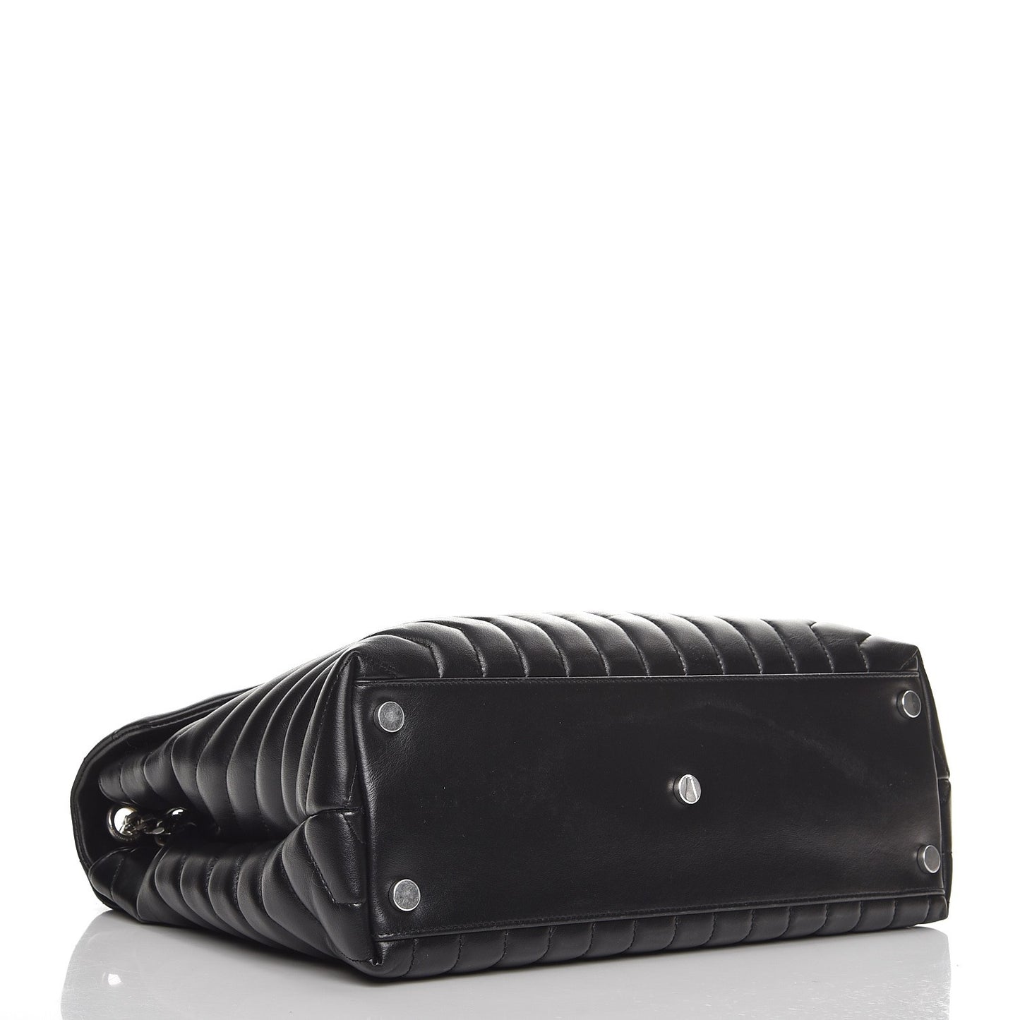 Calfskin Y Quilted Monogram Large Loulou Chain Satchel Black