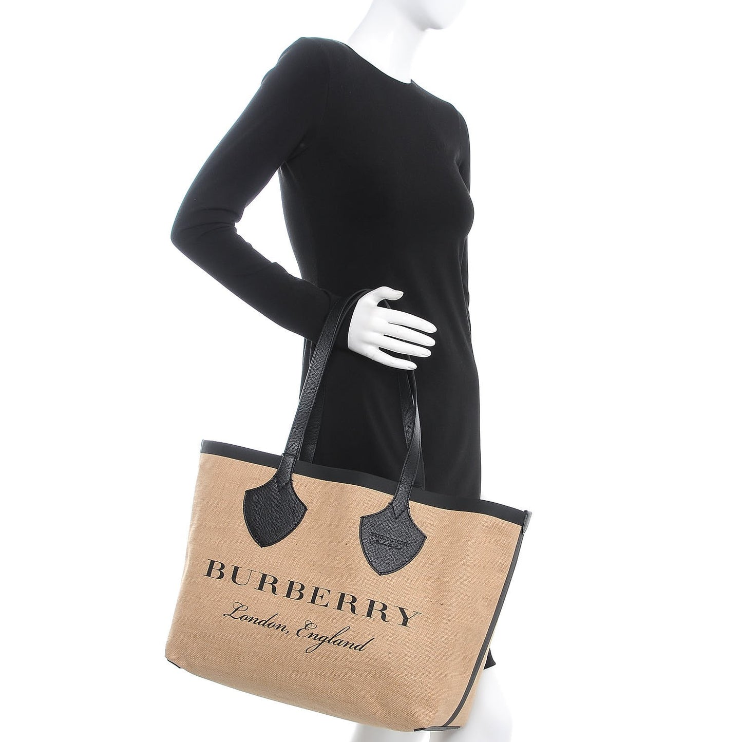 Raffia Logo Print Medium The Giant Reversible Tote Black