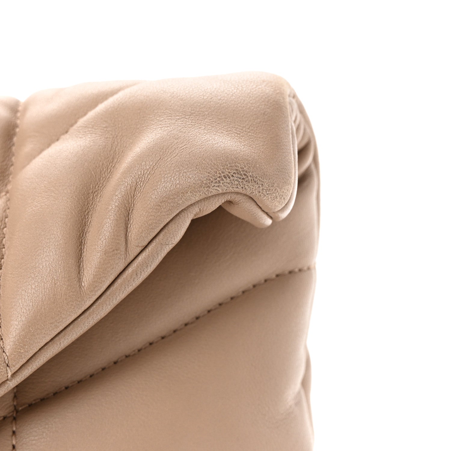 Saint Laurent Lambskin Quilted Toy Loulou Puffer Monogram Chain Satchel Dark Beige 12 of 20