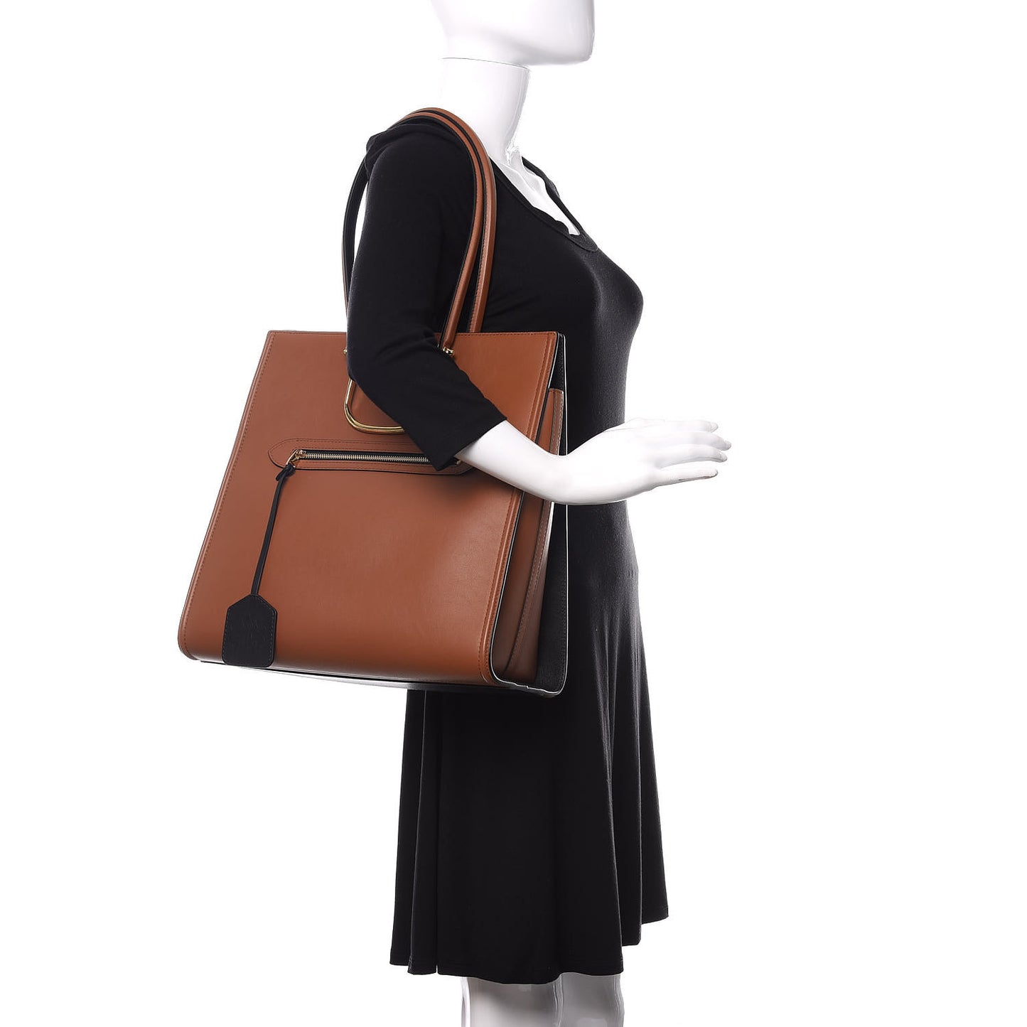 Calfskin The Tall Story Shoulder Bag Brown Black
