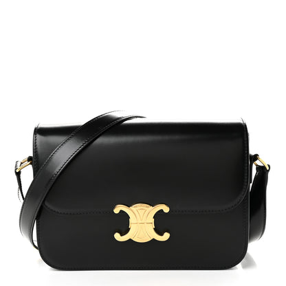 Celine Shiny Calfskin Medium Triomphe  Black 1 of 11