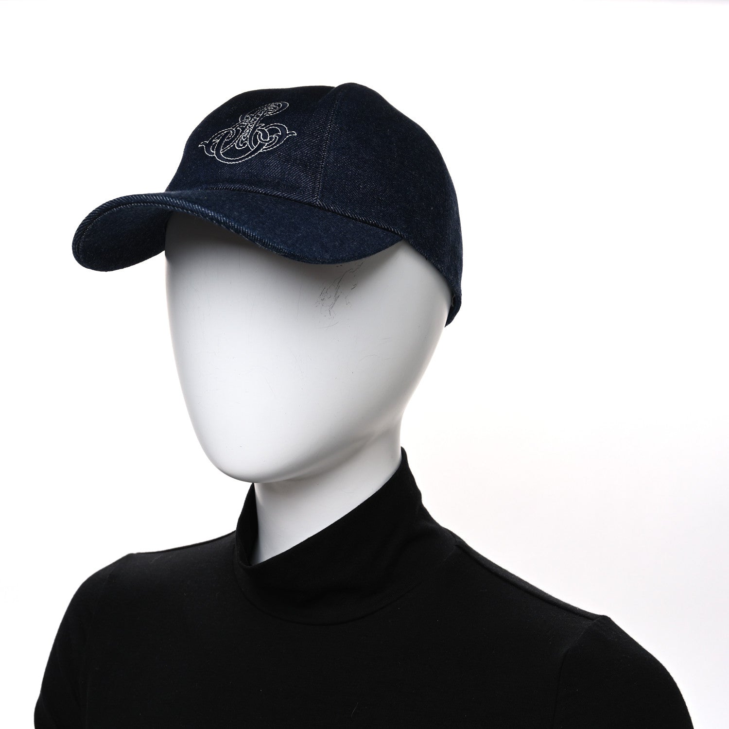 Hermes Denim Embroidered Davis Emile Hat 57 Indigo 1761874