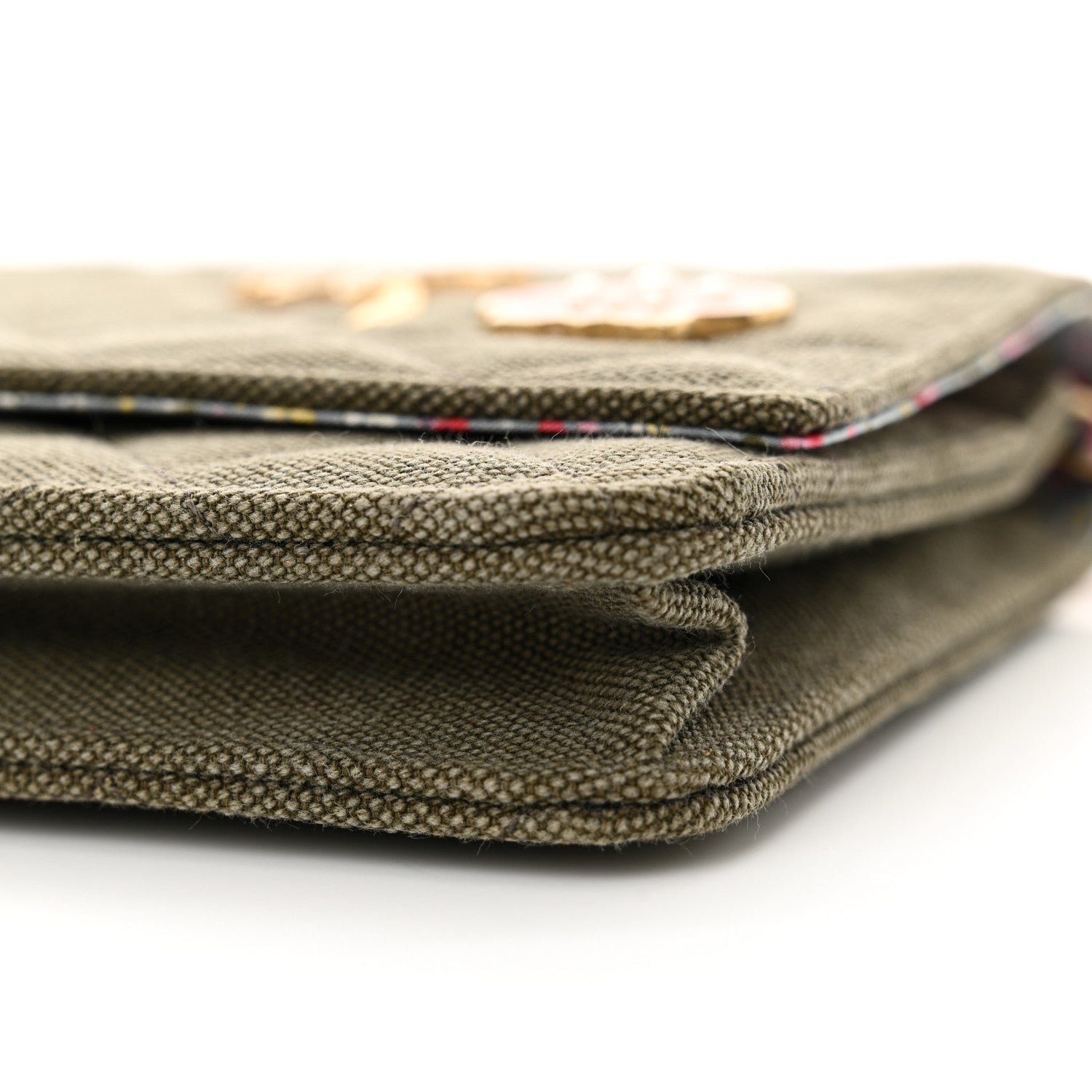 Chanel Canvas Quilted Coco Cuba Charms Wallet on Chain WOC Khaki 10 of 11