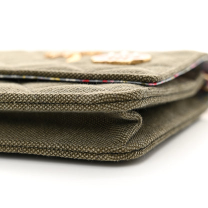 Chanel Canvas Quilted Coco Cuba Charms Wallet on Chain WOC Khaki 10 of 11