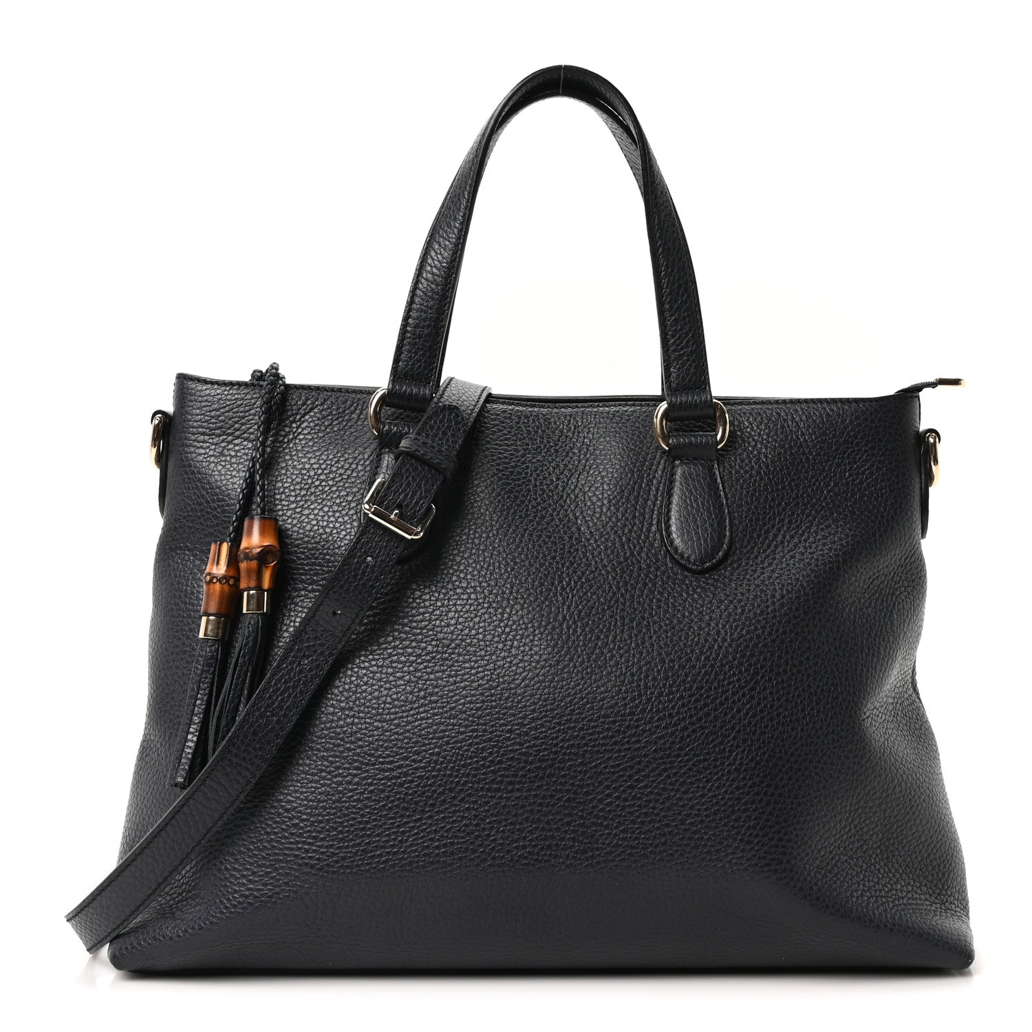 Gucci Calfskin Bamboo Tassel Top Handle Tote Blue 1 of 10