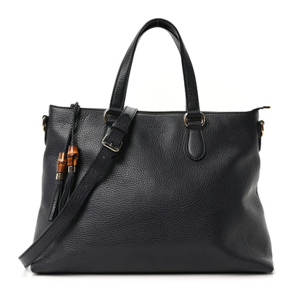 Gucci Calfskin Bamboo Tassel Top Handle Tote Blue 1 of 10