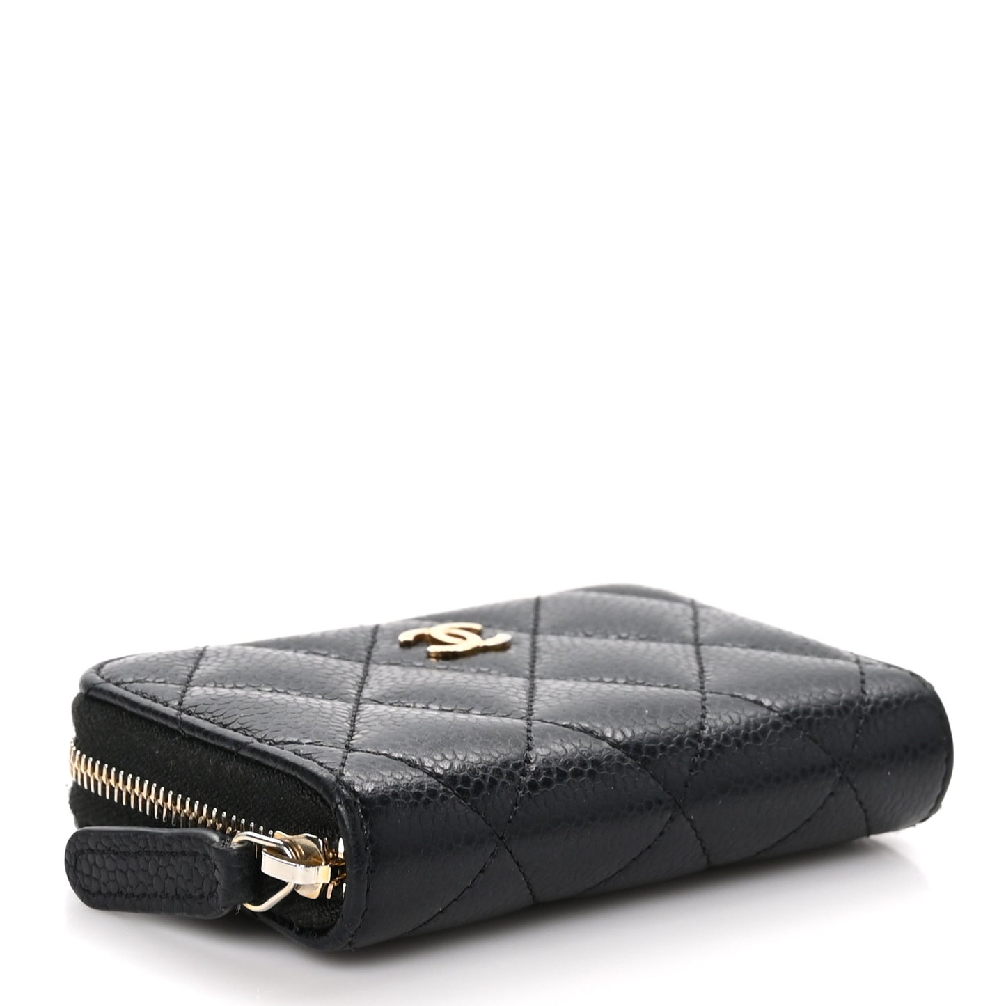 Caviar Quilted Zip Coin Purse Black