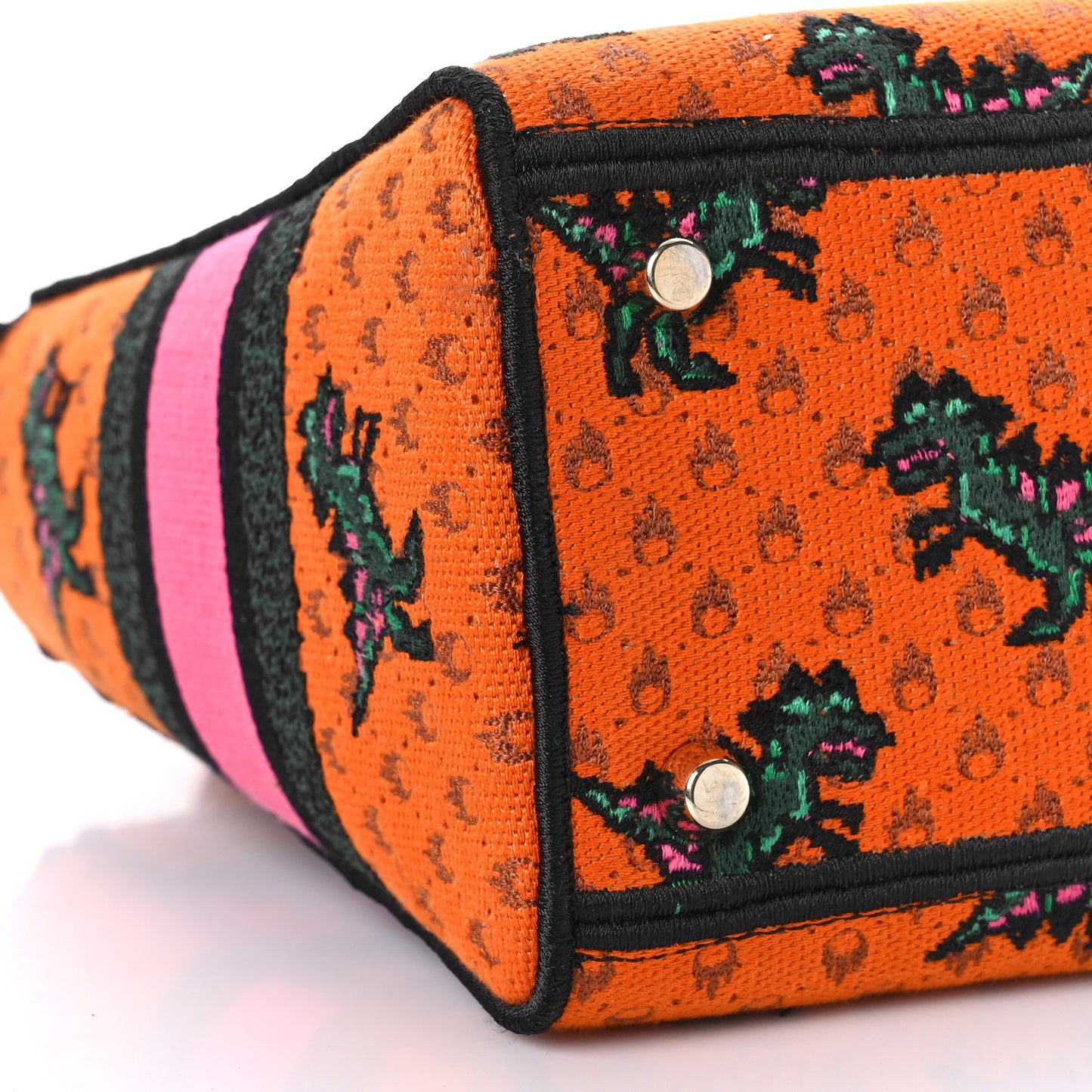 Canvas Embroidered Dino Medium Lady D-Lite Orange Multicolor
