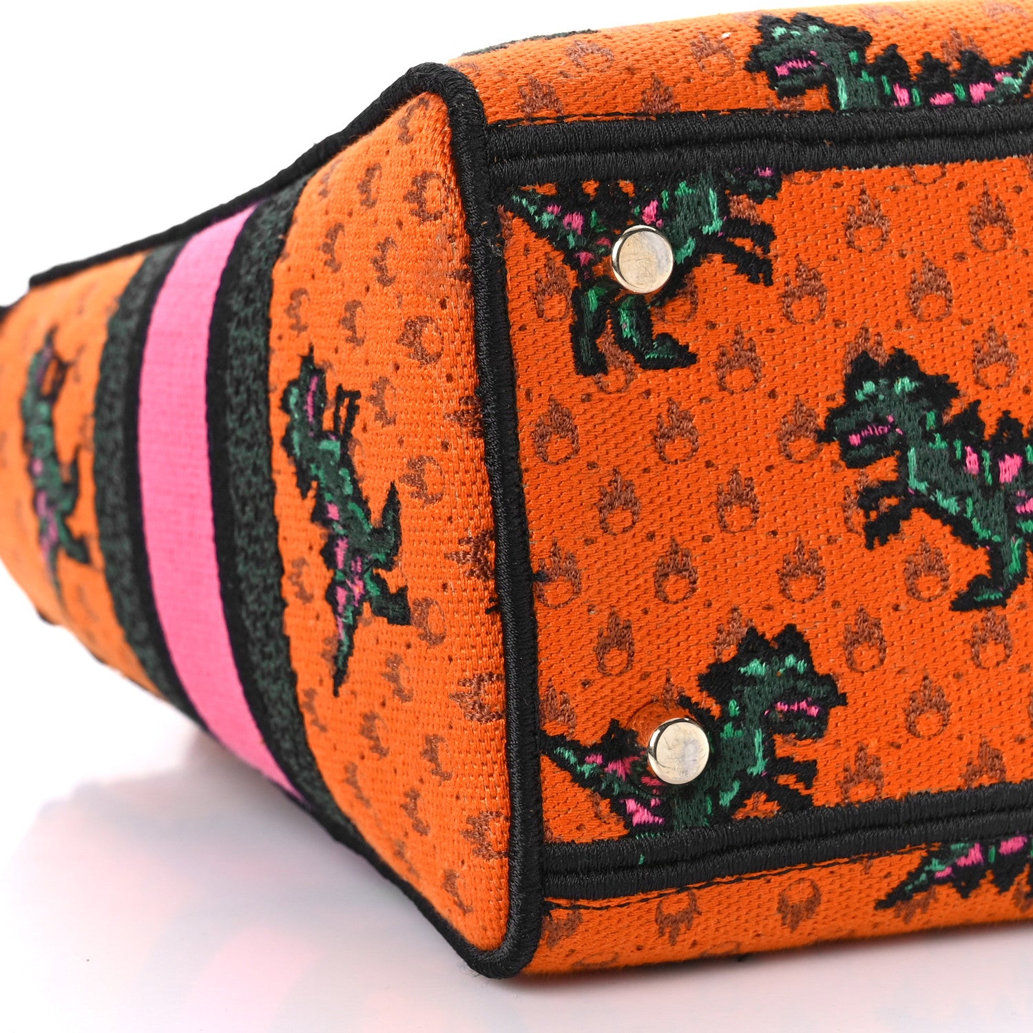 Christian Dior Canvas Embroidered Dino Medium Lady D-Lite Orange Multicolor 7 of 8