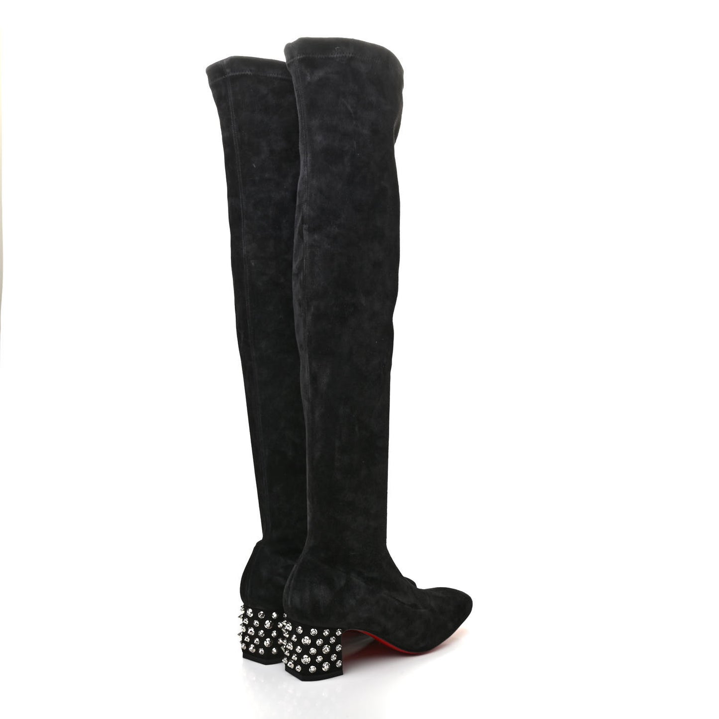 Veau Velours Spiked Study Stretch 55 Over The Knee Boots 39 Black
