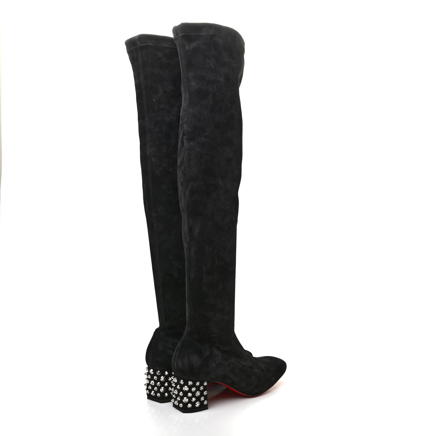 Christian Louboutin Veau Velours Spiked Study Stretch 55 Over The Knee Boots 39 Black 4 of 7
