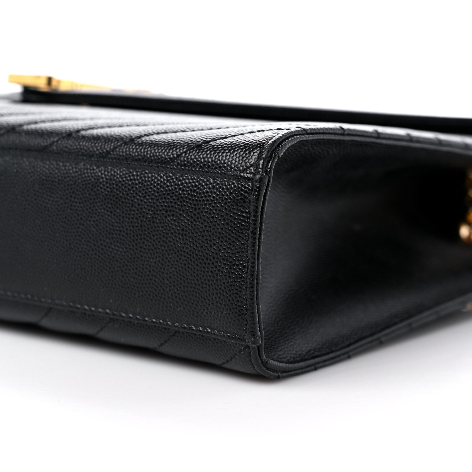 Saint Laurent Grain De Poudre Matelasse Chevron Large Monogram Satchel Black 9 of 9