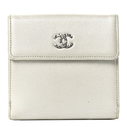 Chanel Caviar Sevruga French Compact Wallet White 1 of 4