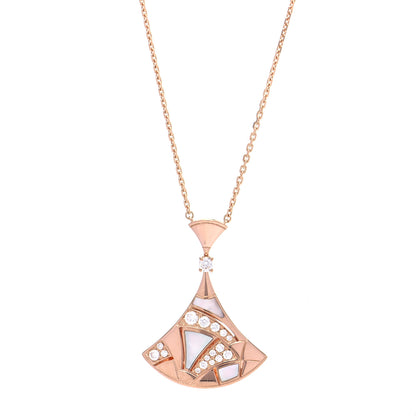 Bulgari 18K Rose Gold Diamond Mother of Pearl Divas' Dream Pave Pendant Necklace 1 of 6