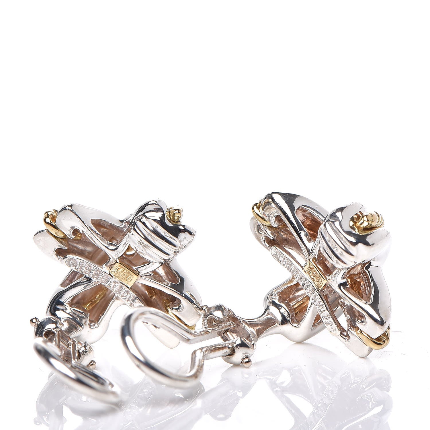 Tiffany Sterling Silver 18K Yellow Gold Signature X Clip On Earrings 3 of 4