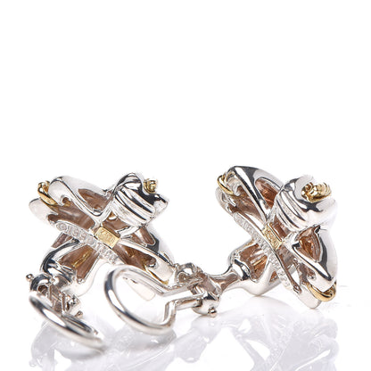 Tiffany Sterling Silver 18K Yellow Gold Signature X Clip On Earrings 3 of 4