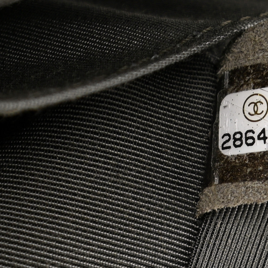 Metallic Calfskin Quilted XXL Travel Flap Bag Dark Silver