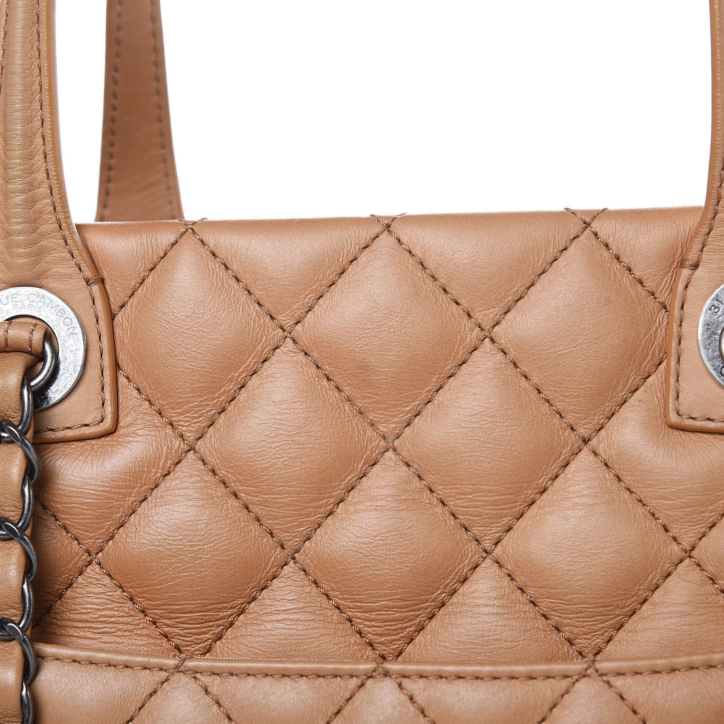 Calfskin Quilted Large Easy Shopping Tote Dark Beige