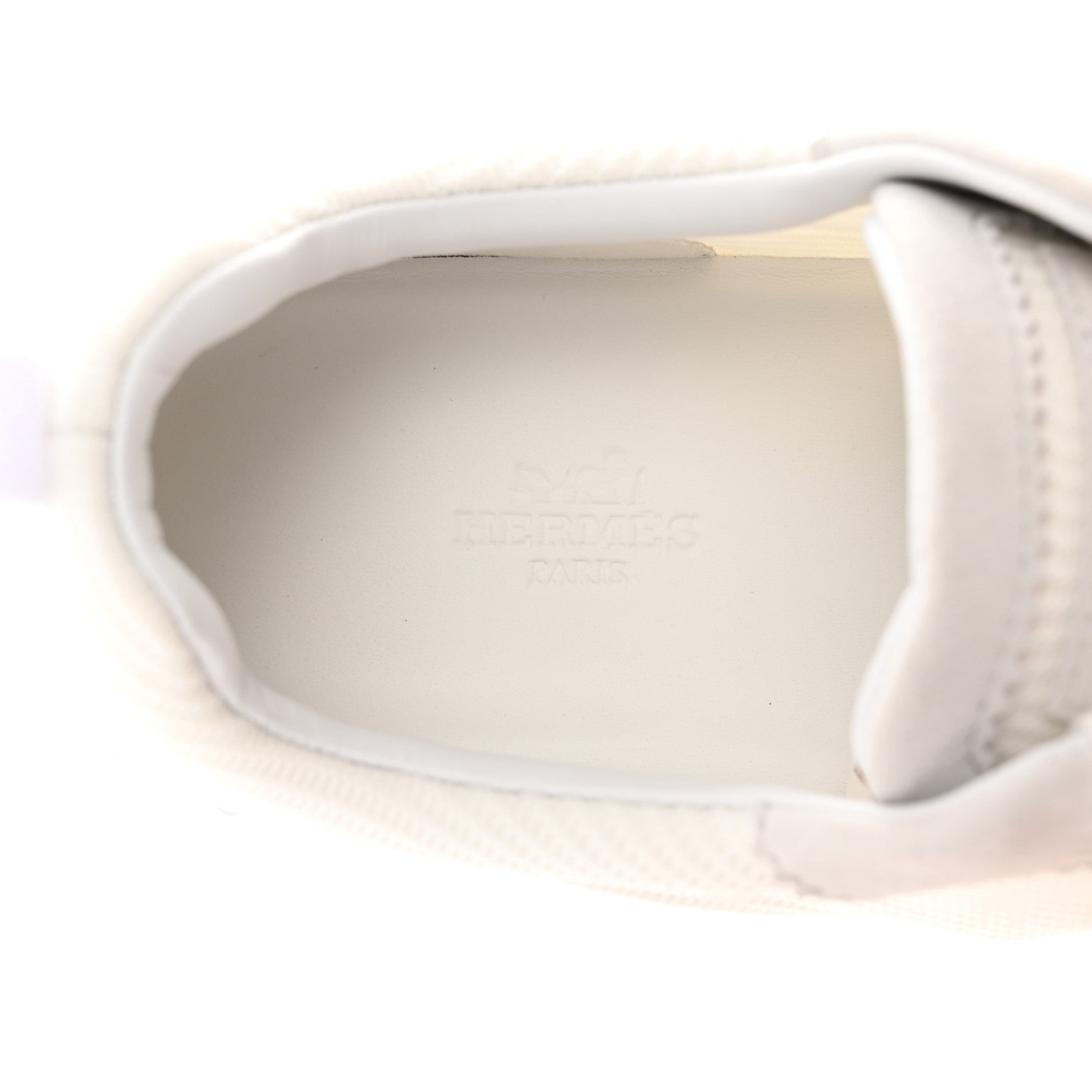 Hermes Technical Canvas Suede Goatskin Bouncing Sneakers 38 White 8 of 11