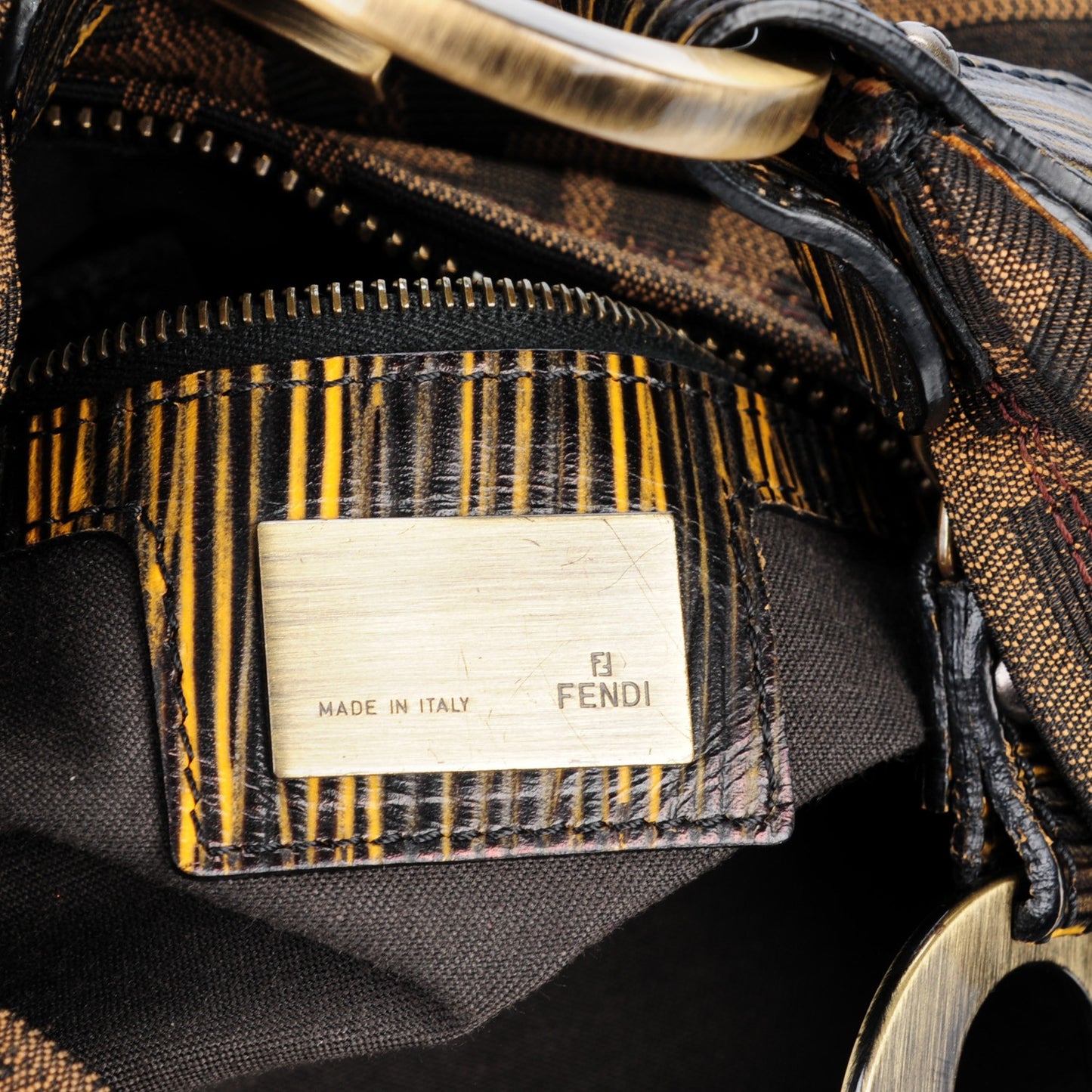 Zucca Vitello Elite Small Chef Chain Hobo Tobacco Moro Giallo