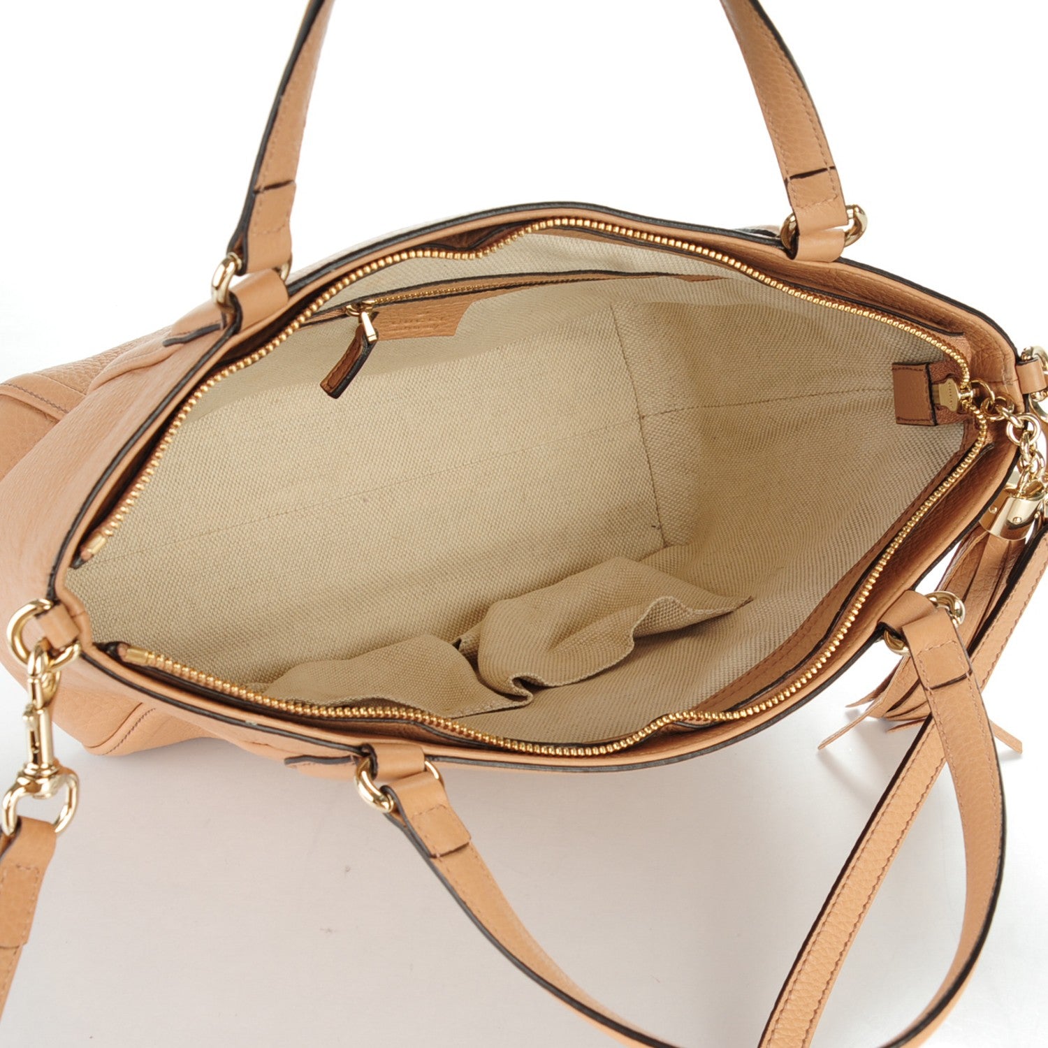 Gucci Pebbled Calfskin Small Soho Top Handle Bag Camelia 5 of 7