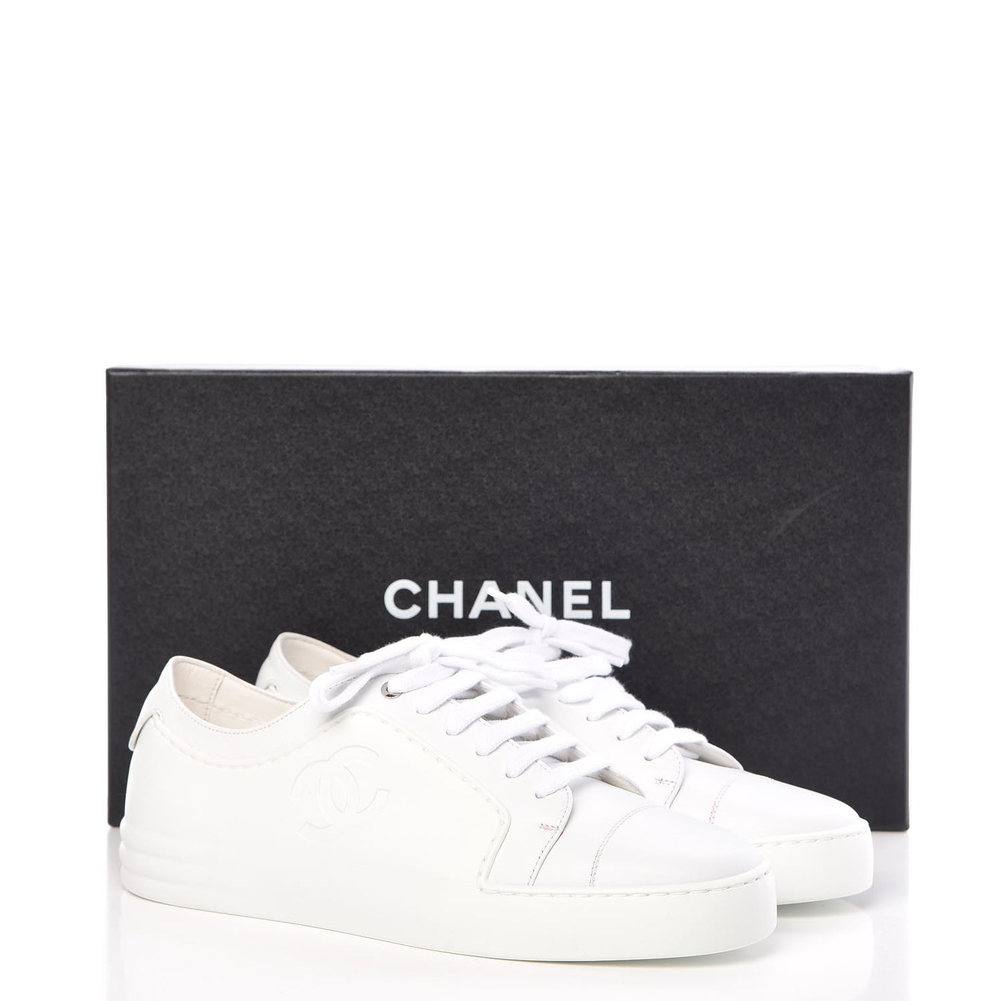 Calfskin Gum Womens CC Sneakers 38 White