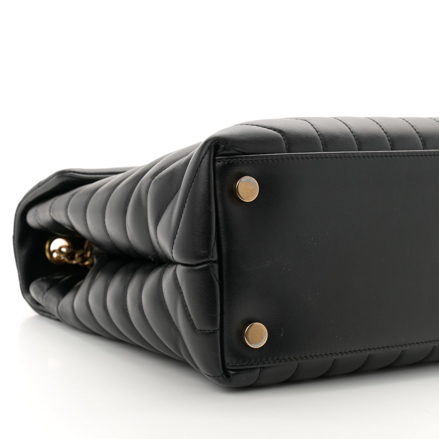 Calfskin Y Quilted Monogram Large Loulou Chain Satchel Black