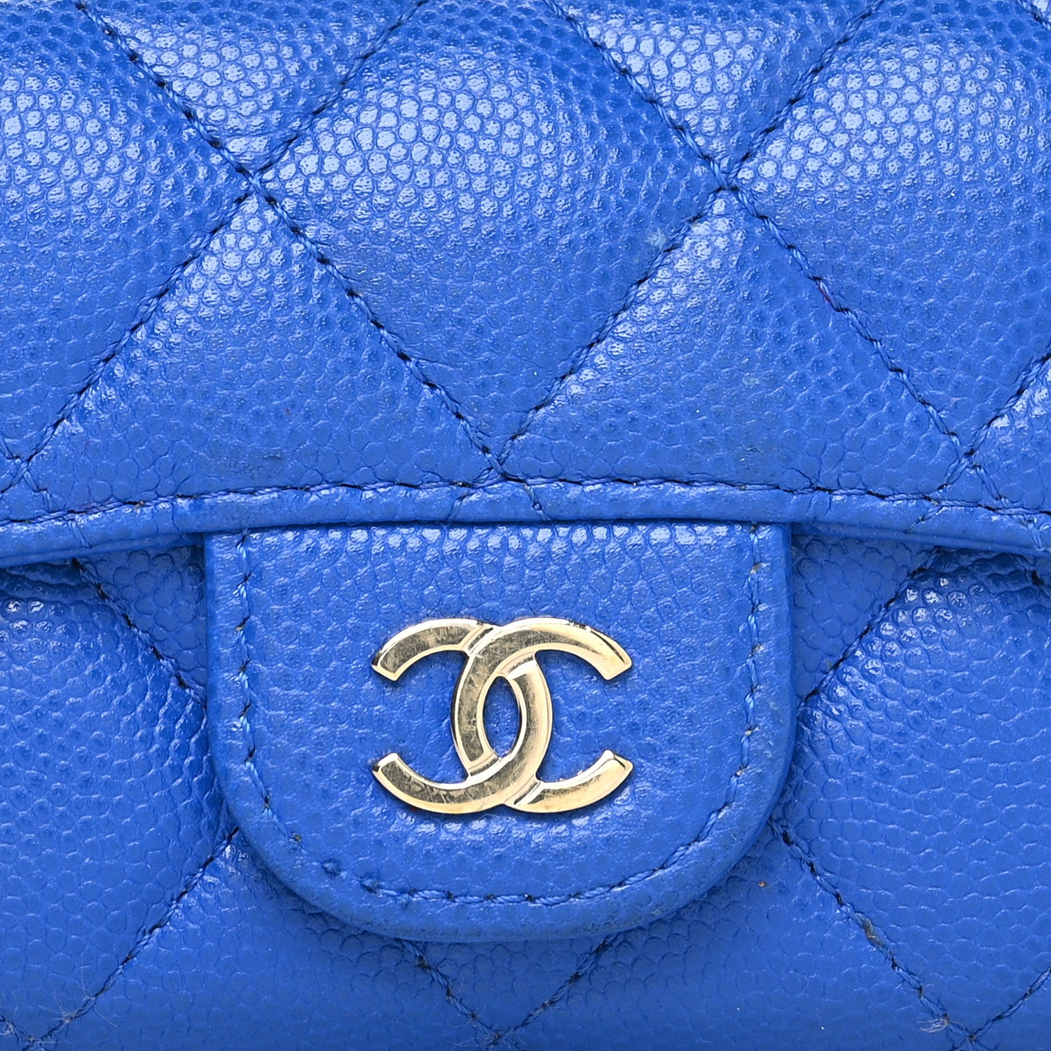 Chanel Caviar Quilted Flap Card Holder Wallet Blue 9 of 12