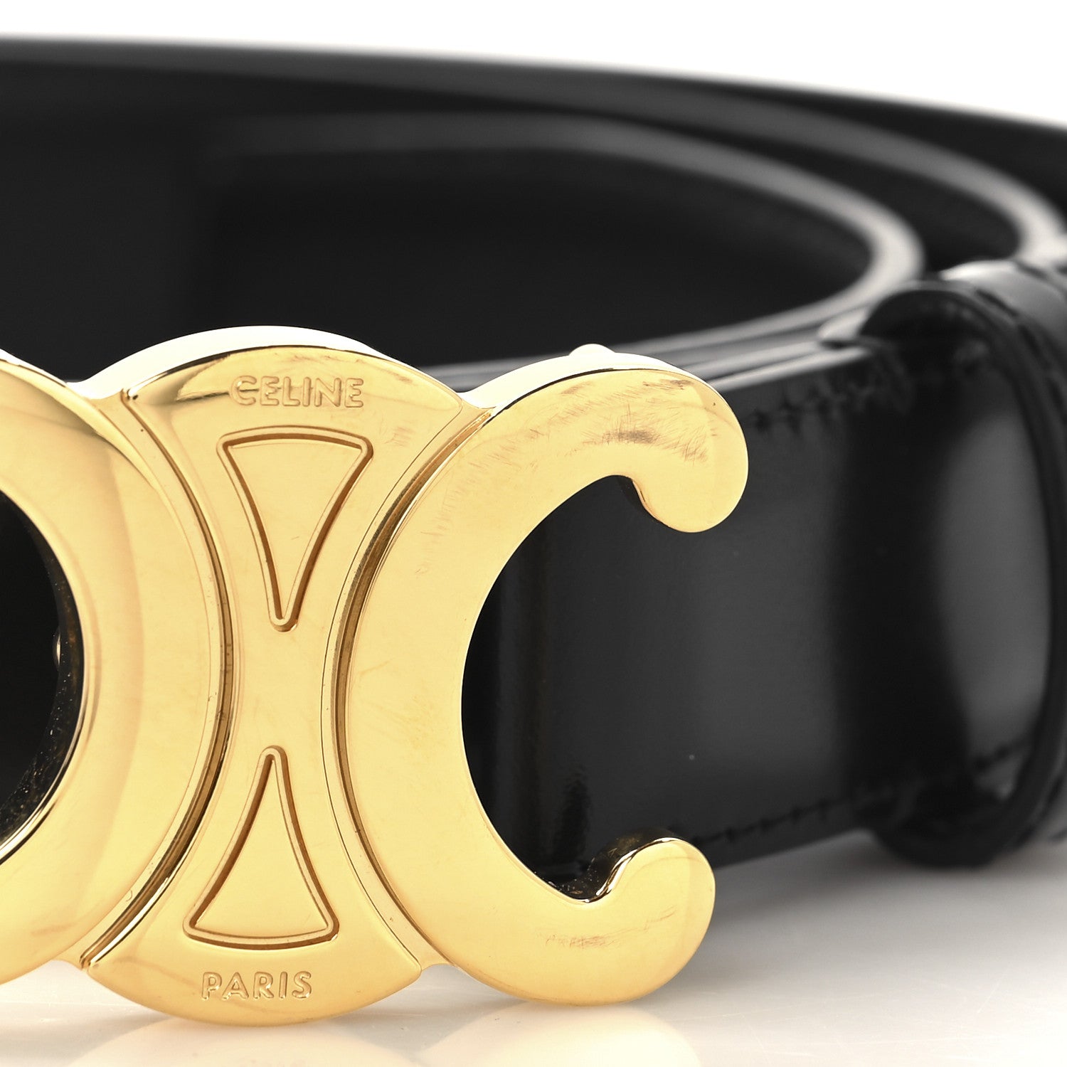 Celine Taurillon Calfskin Medium Triomphe Belt 85 34 Black 6 of 6