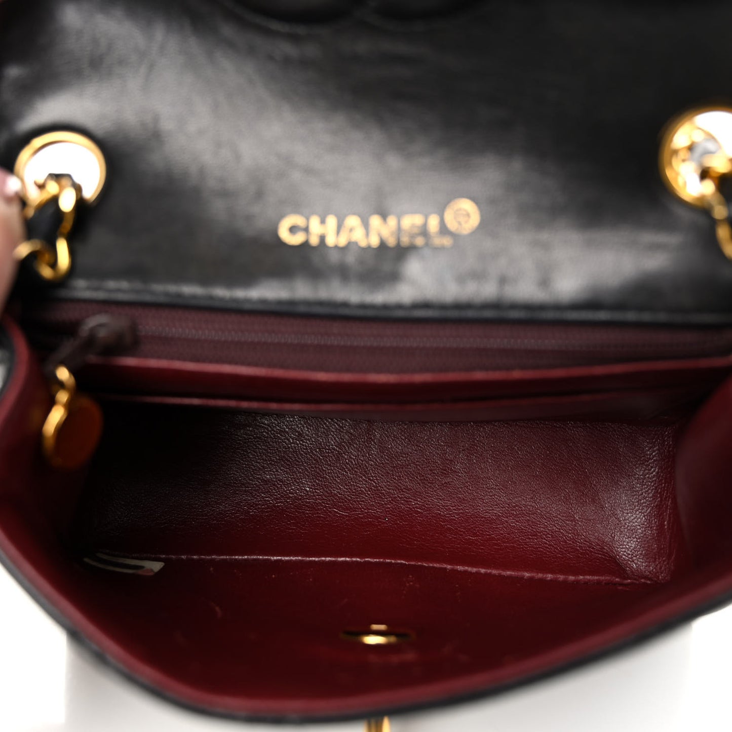 Lambskin Quilted Mini Square Flap Black