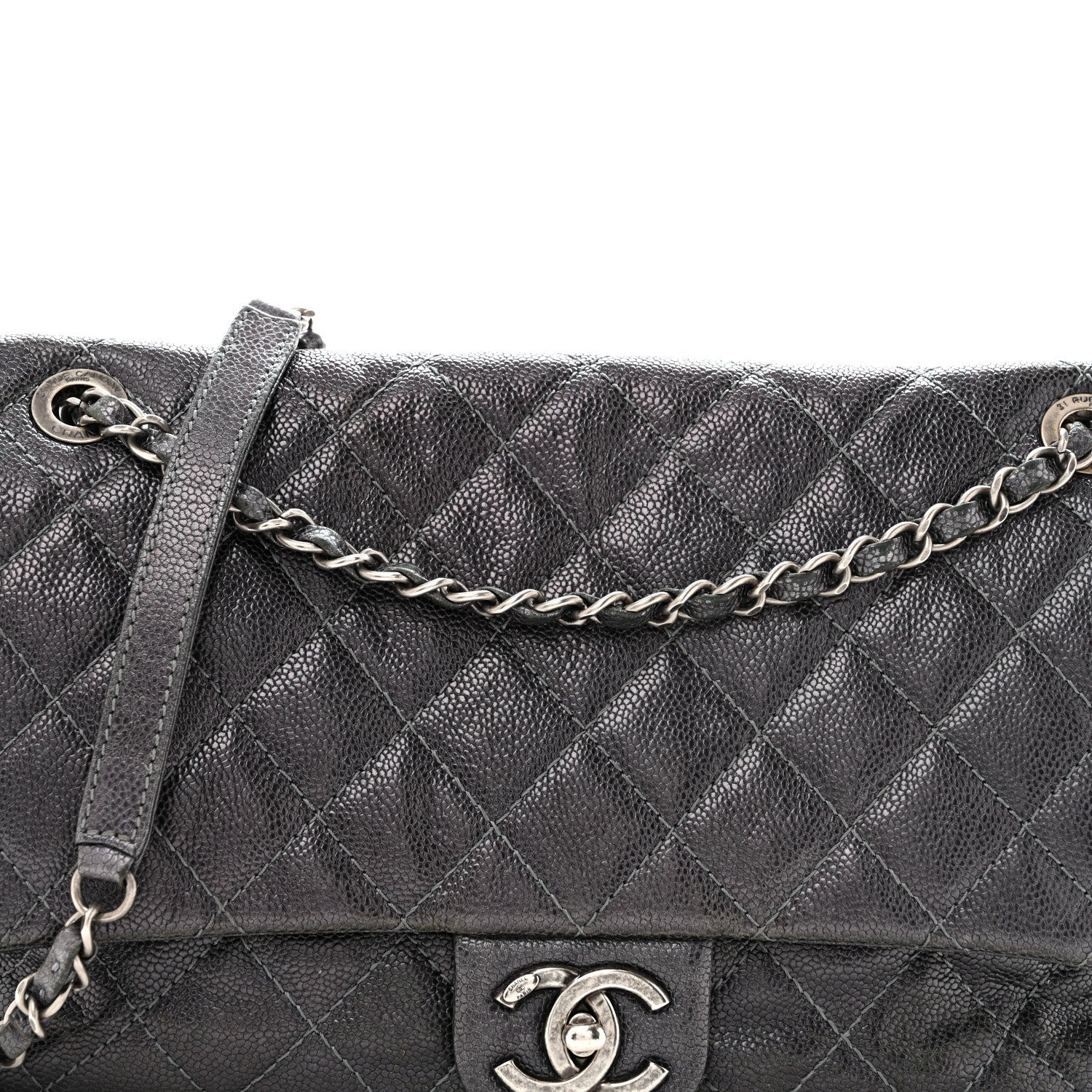 Chanel Iridescent Caviar Quilted Jumbo Easy Flap Silver 7 of 14