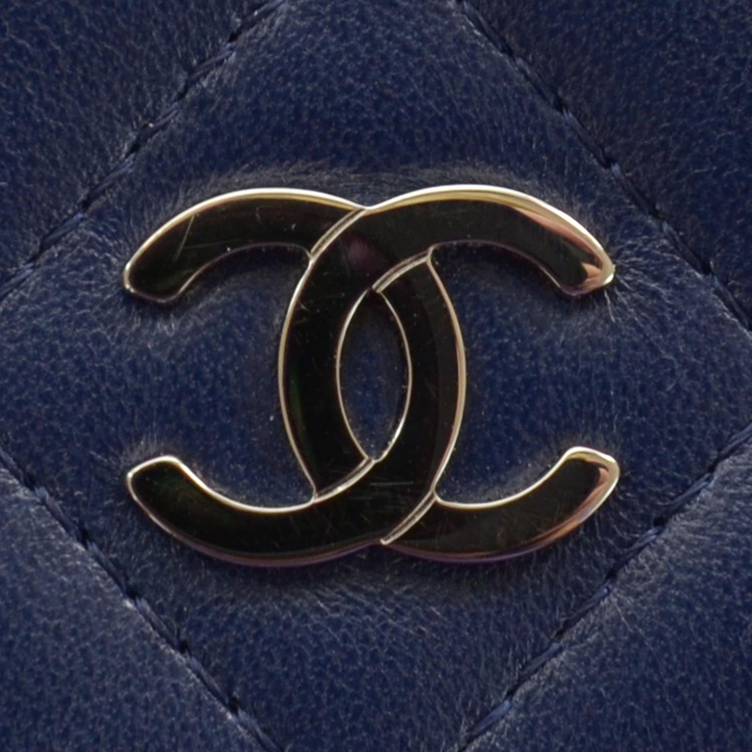 Chanel Lambskin Wallet On Chain WOC Navy 9 of 9