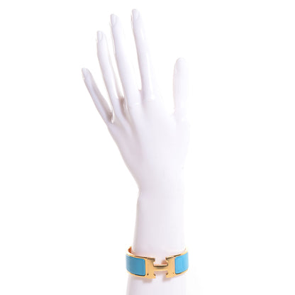 Hermes Enamel Clic Clac H Wide Bracelet PM Bleu Azure 2 of 6