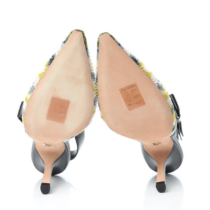 Christian Dior Lambskin Embroidered KaleiDiorscope Sweet-D Slingback Pumps 39 Dusty Jade 5 of 13