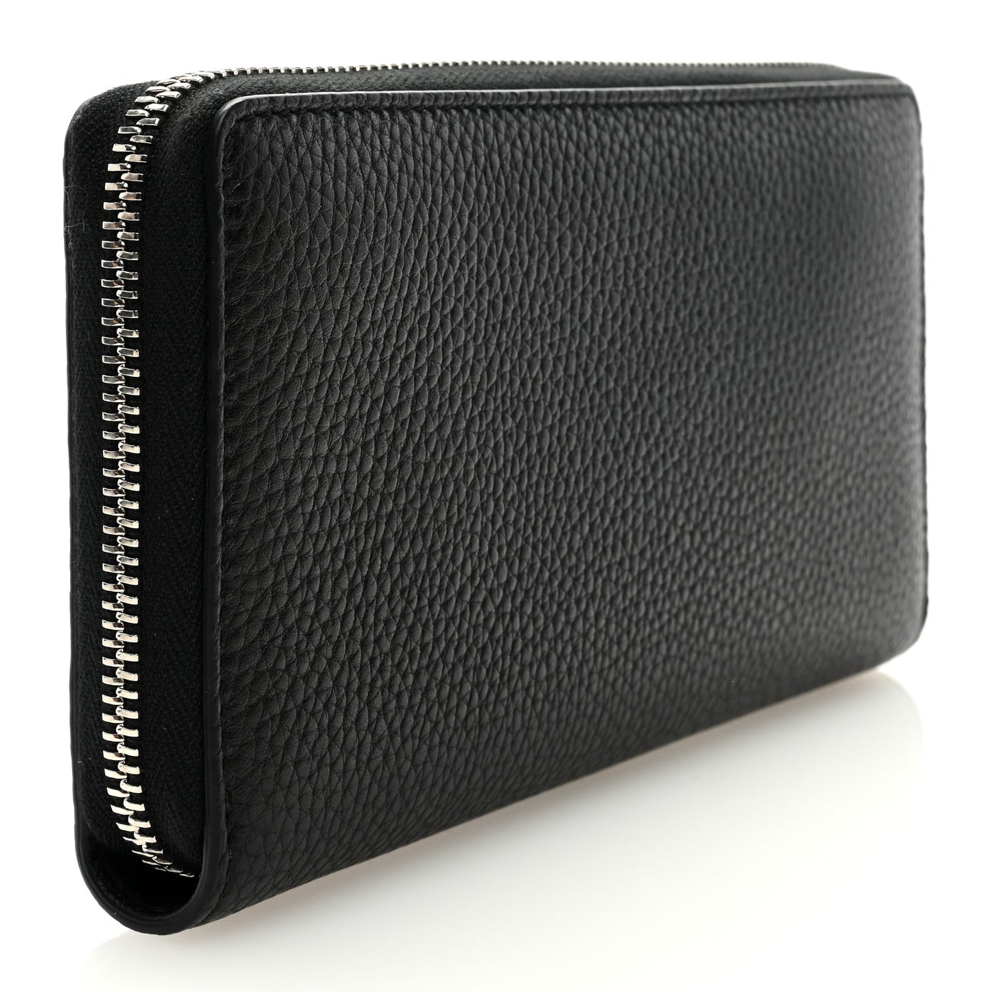 Pebbled Calfskin Dorian Zip Around Wallet Black