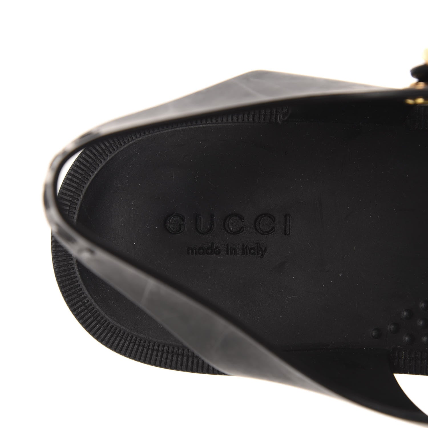 Gucci Rubber Crystal Womens Buckle Strap Sandals 36 Black 8 of 9