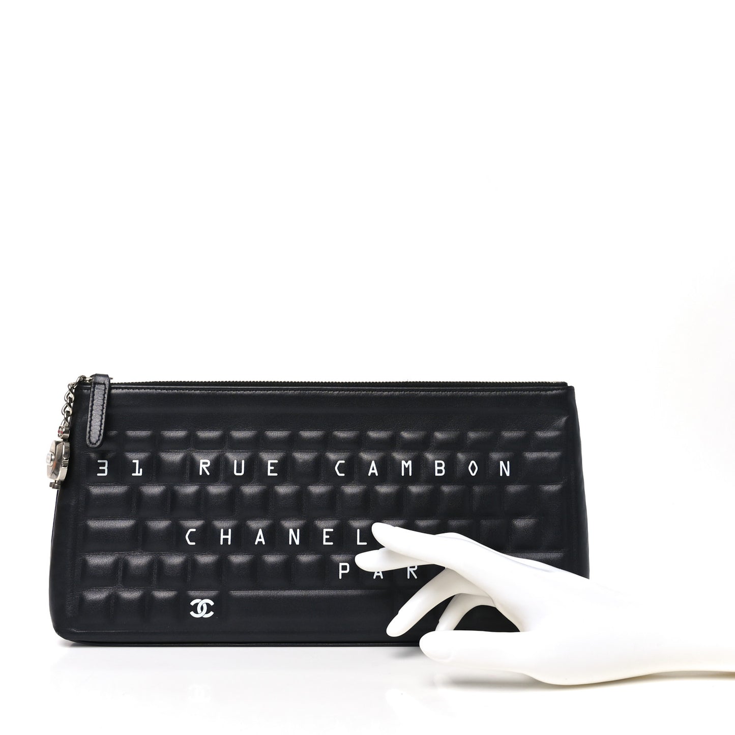 Metallic Calfskin Keyboard Pouch Black