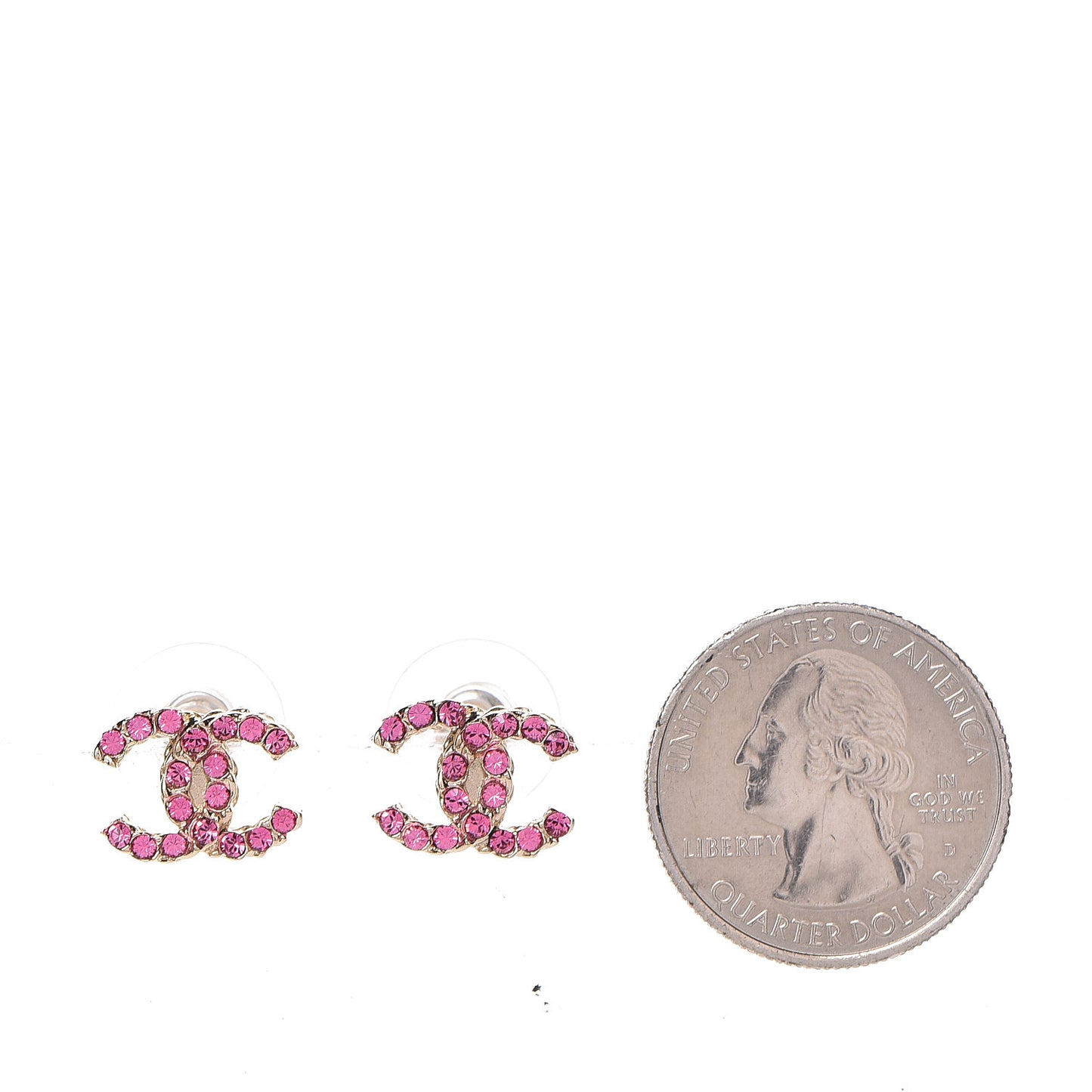 Crystal Mini CC Earrings Pink Gold
