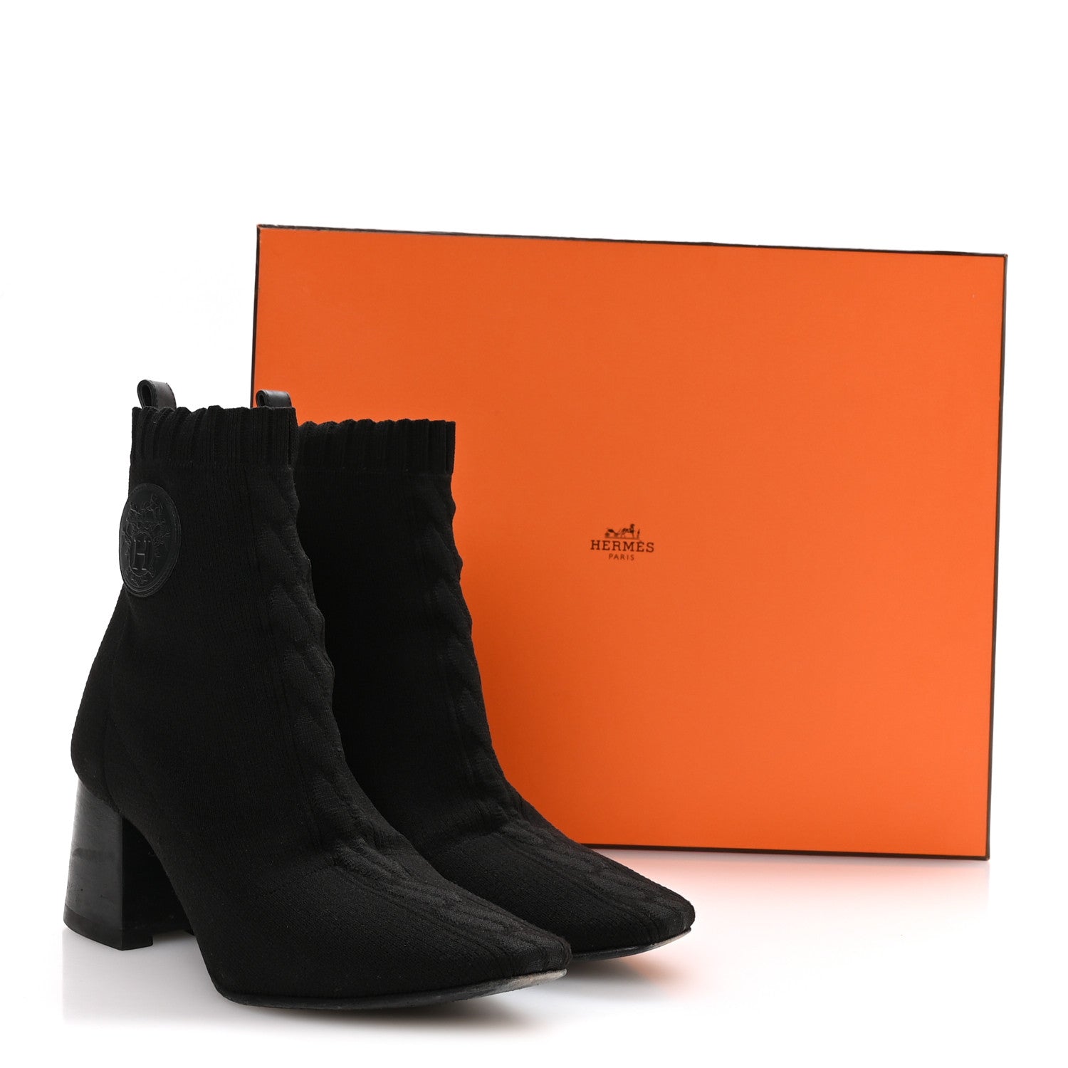 Hermes Knit Calfskin Jenna 60 Ankle Boots 36 Black 8 of 8