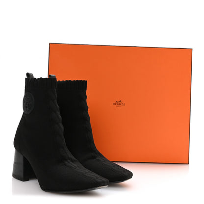 Hermes Knit Calfskin Jenna 60 Ankle Boots 36 Black 8 of 8