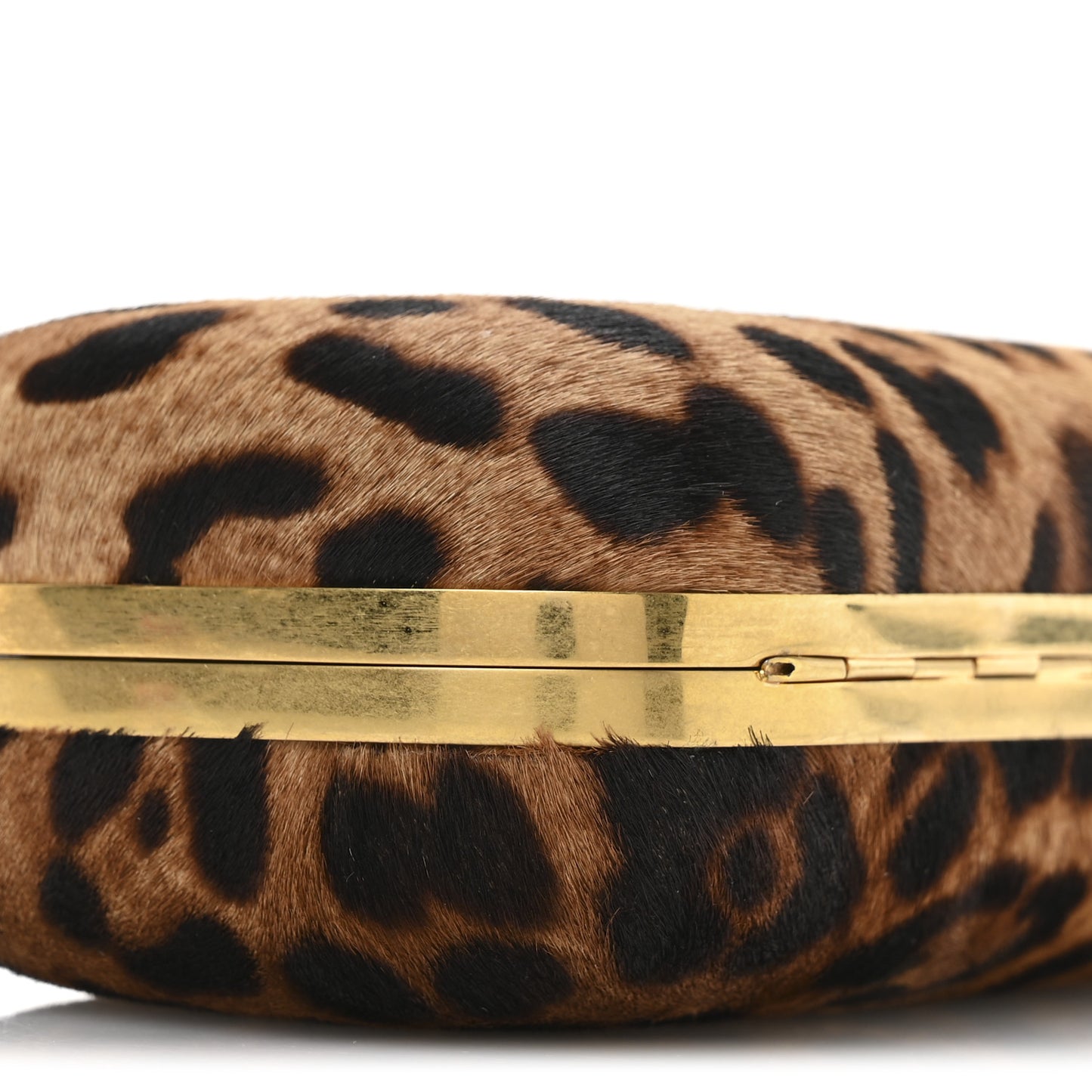 Calf Hair Leopard Print Skull Box Clutch