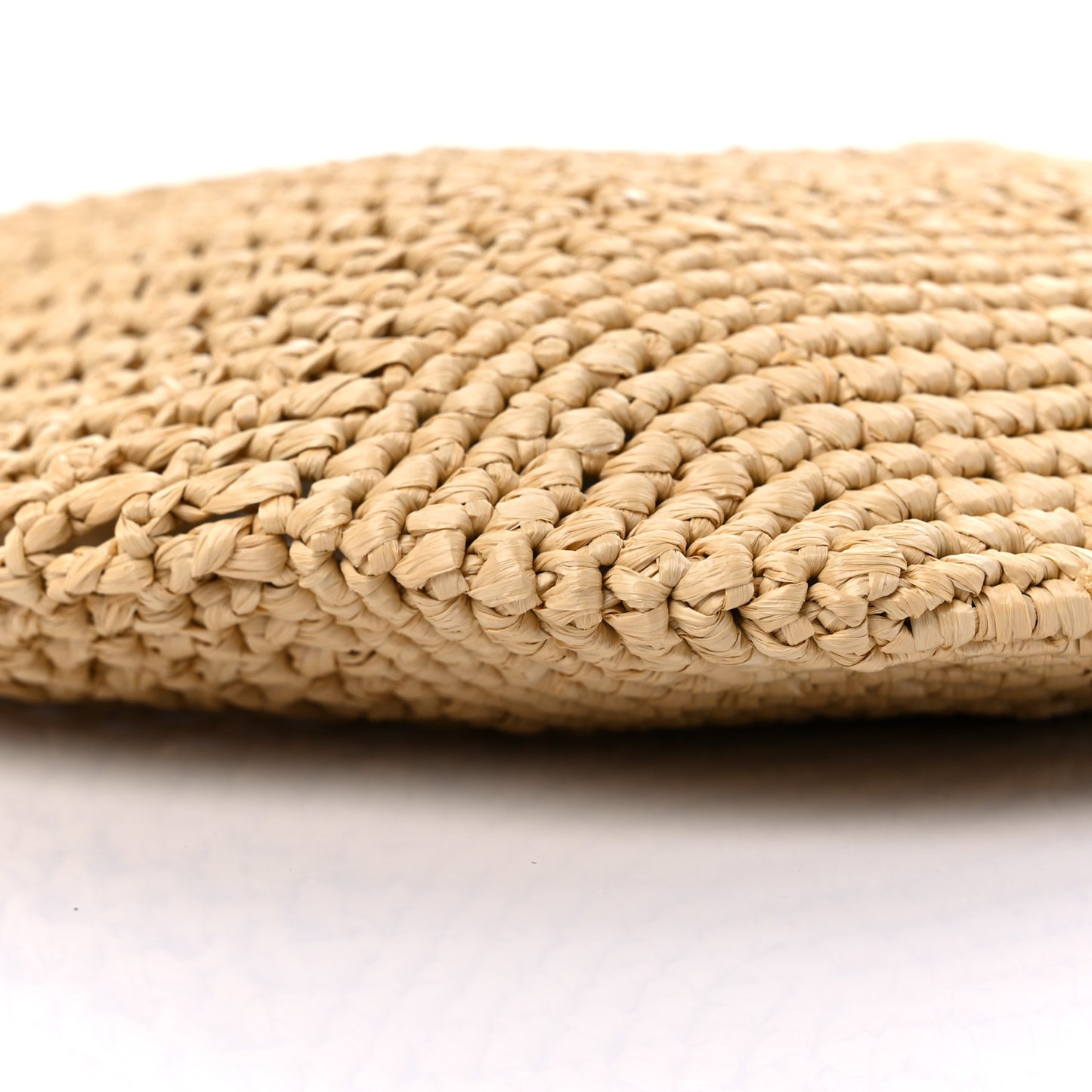 Yarn Raffia Effect Crochet Logo Embroidered Shopping Tote Bag Naturale