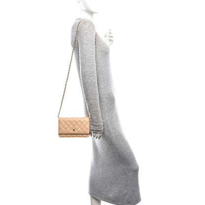 Chanel Caviar Quilted Wallet on Chain WOC Beige 2 of 11