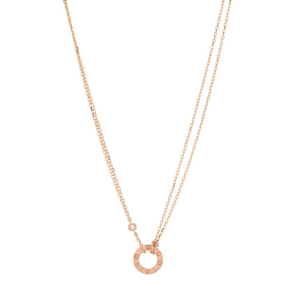 Cartier 18K Pink Gold 2 Diamond LOVE Necklace 1 of 7