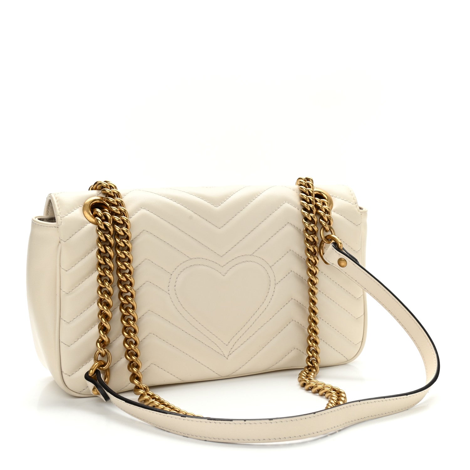 Gucci Calfskin Matelasse Small GG Marmont Shoulder Bag White 3 of 9