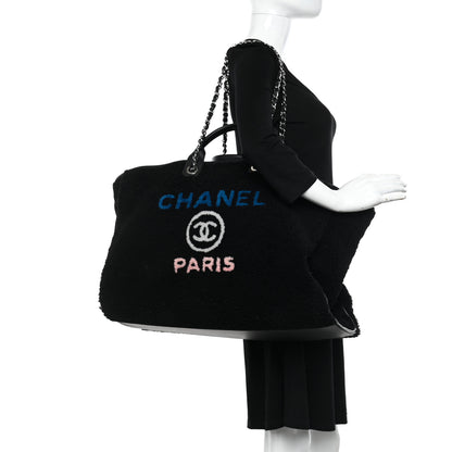 Chanel Shearling Extra Large Deauville Tote Black 2 of 10