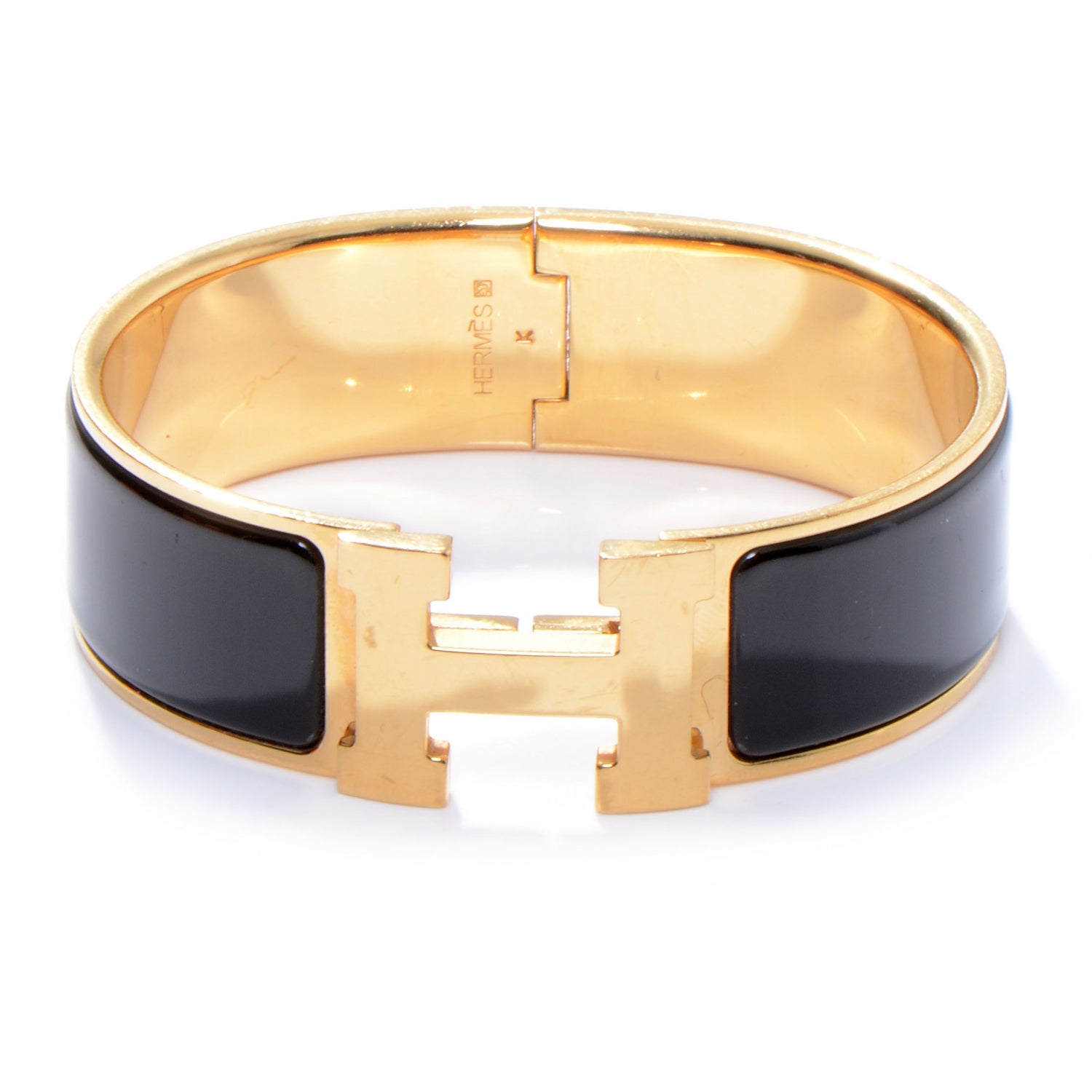Hermes Enamel Wide Clic Clac H Bracelet PM Black 1 of 5